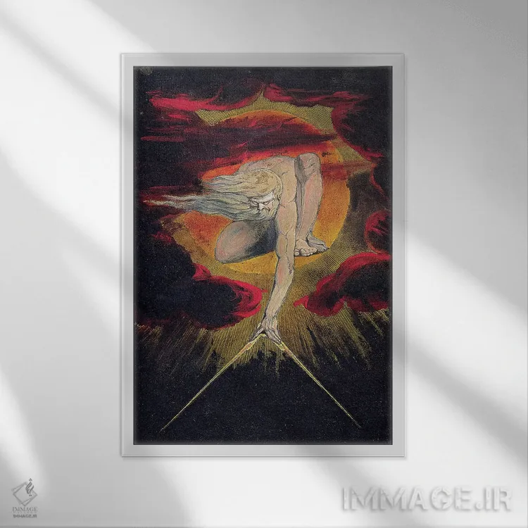 تابلو 1795,پیر روزگار (تصویرسازی از نسخه A "اروپا پیشگویی")، ۱۷۹۵ اثر ویلیام بلیک (نقاش و شاعر انگلیسی) - نمای قابدار سفید