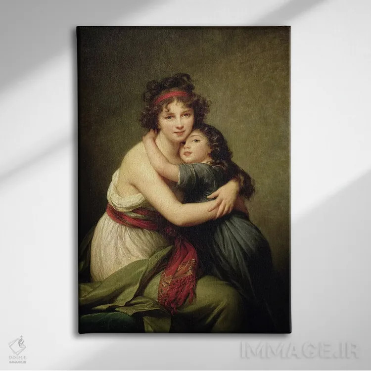 تابلو مادام ویژه-لبرن و دخترش ژان-لوسی-لوییز، ۱۷۸۹ اثر الیزابت لوئیز ویژه لو برن (نقاش فرانسوی) - نمای روبهرو روی دیوار