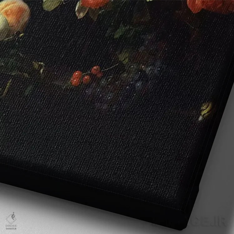 تابلو دستهگل گلها اثر ریچل رویش - نمای نزدیک بافت بوم