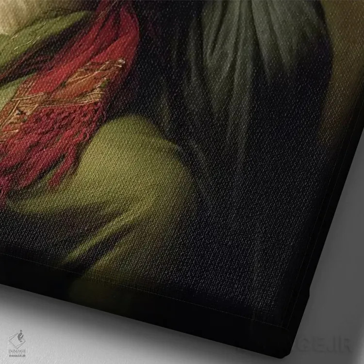 تابلو مادام ویژه-لبرن و دخترش ژان-لوسی-لوییز، ۱۷۸۹ اثر الیزابت لوئیز ویژه لو برن (نقاش فرانسوی) - نمای نزدیک بافت بوم