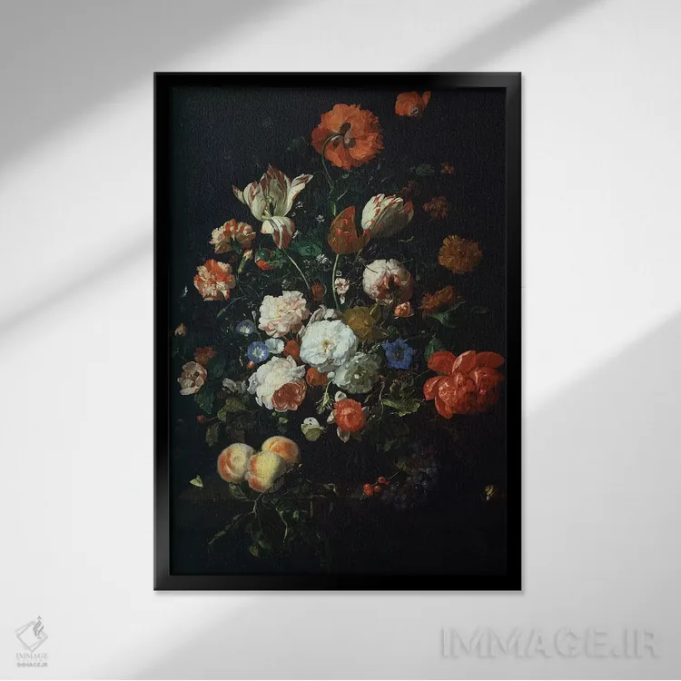تابلو دستهگل گلها اثر ریچل رویش - نمای قابدار مشکی