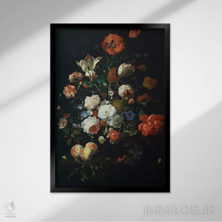 تابلو دستهگل گلها اثر ریچل رویش - نمای قابدار مشکی