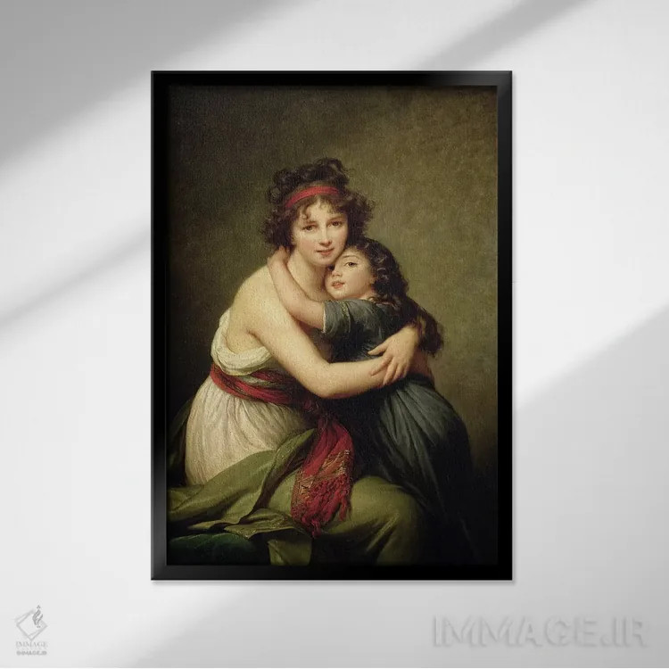 تابلو مادام ویژه-لبرن و دخترش ژان-لوسی-لوییز، ۱۷۸۹ اثر الیزابت لوئیز ویژه لو برن (نقاش فرانسوی) - نمای قابدار مشکی