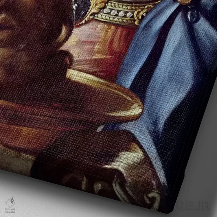 تابلو هیرودیاس با سر یوحنای تعمیددهنده اثر الیزابتتا سیـرانی (نقاش ایتالیایی) - نمای نزدیک بافت بوم