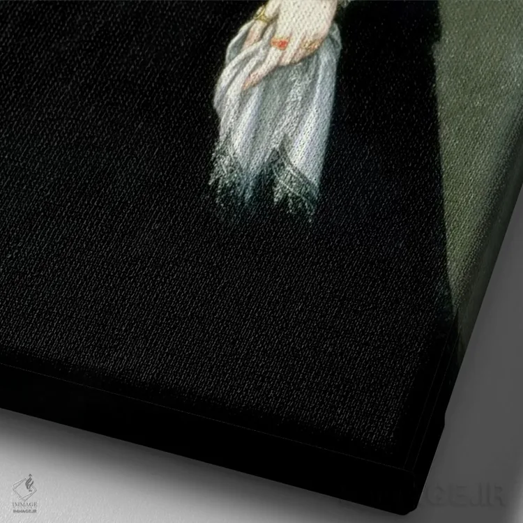 تابلو اینتافا ایزابلا کلارا اوژنی، دختر شاه فیلیپ دوم اسپانیا و ایزابلا دو والوا، ۱۵۹۹ اثر سوفونیسبا آنگویسولا (نقاش رنسانس ایتالیا) - نمای نزدیک بافت بوم