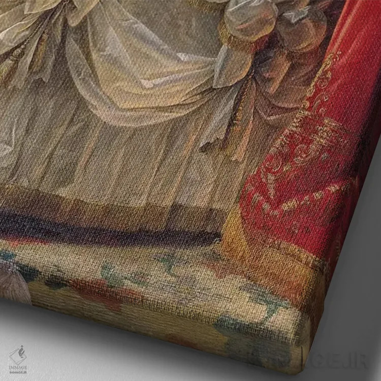 تابلو ماری آنتوانت، ملکهٔ فرانسه، ۱۷۷۹ اثر الیزابت لوئیز ویژه لو برن (نقاش فرانسوی) - نمای نزدیک بافت بوم