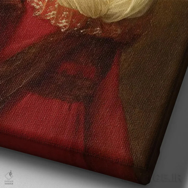 تابلو پرترهٔ ماری آنتوانت، ملکهٔ فرانسه اثر الیزابت لوئیز ویژه لو برن (نقاش فرانسوی) - نمای نزدیک بافت بوم