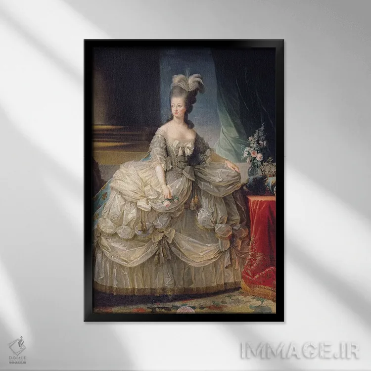 تابلو ماری آنتوانت، ملکهٔ فرانسه، ۱۷۷۹ اثر الیزابت لوئیز ویژه لو برن (نقاش فرانسوی) - نمای قابدار مشکی
