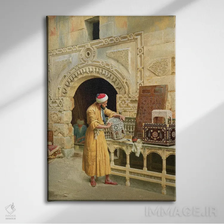 تابلو سازندهٔ مبلمان اثر لودویگ دویچ - نمای روبهرو روی دیوار