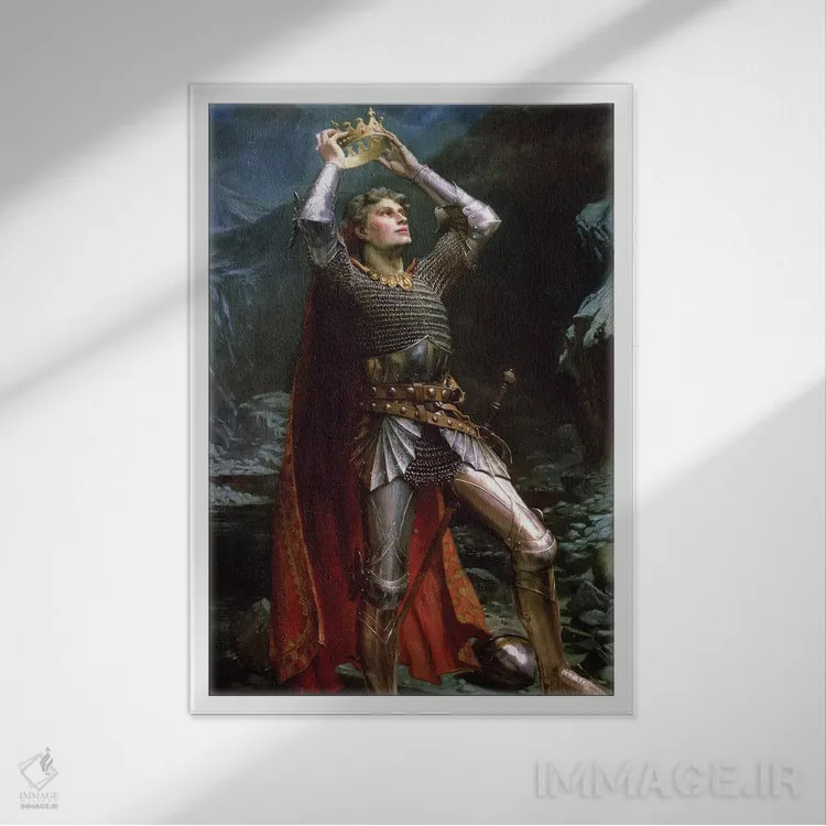 تابلو شاه آرتور، ۱۹۰۳ (اسطوره بریتانیایی) اثر چارلز ارنست باتلر - نمای قابدار سفید