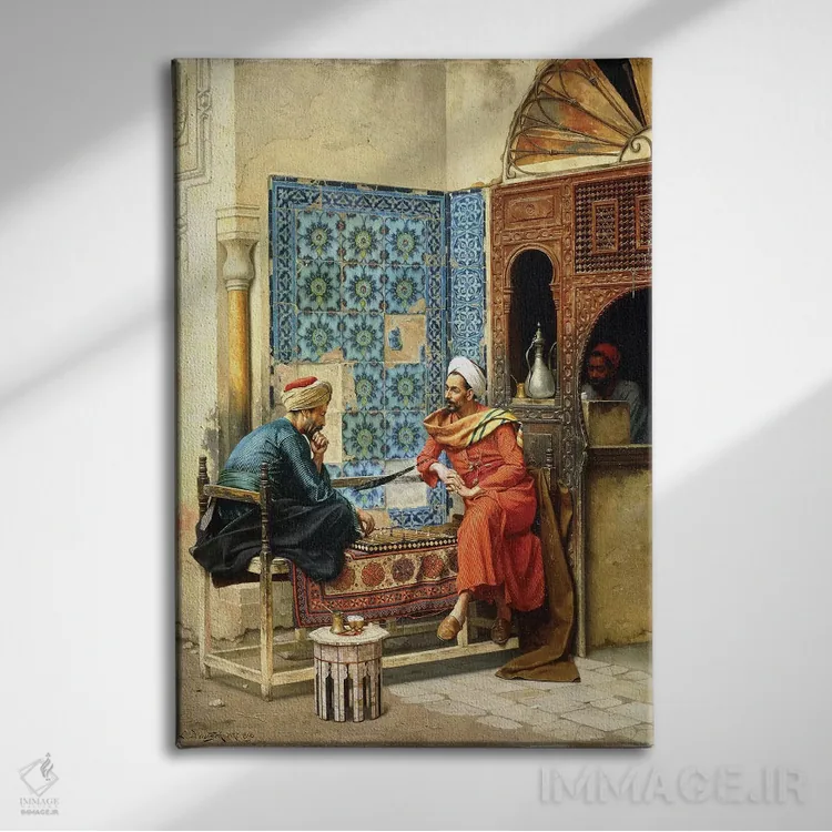 تابلو بازی شطرنج، ۱۸۹۶ اثر لودویگ دویچ - نمای روبهرو روی دیوار