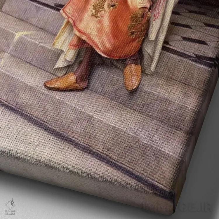 تابلو پاسخ، ۱۸۸۳ اثر لودویگ دویچ - نمای نزدیک بافت بوم