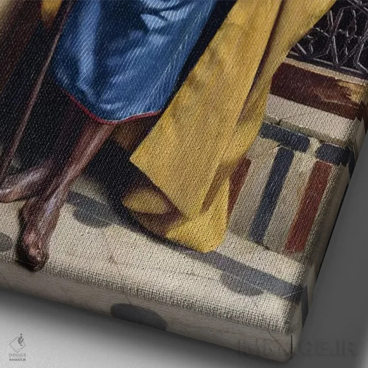 تابلو نگهبان قصر، ۱۸۹۲ اثر لودویگ دویچ - نمای نزدیک بافت بوم