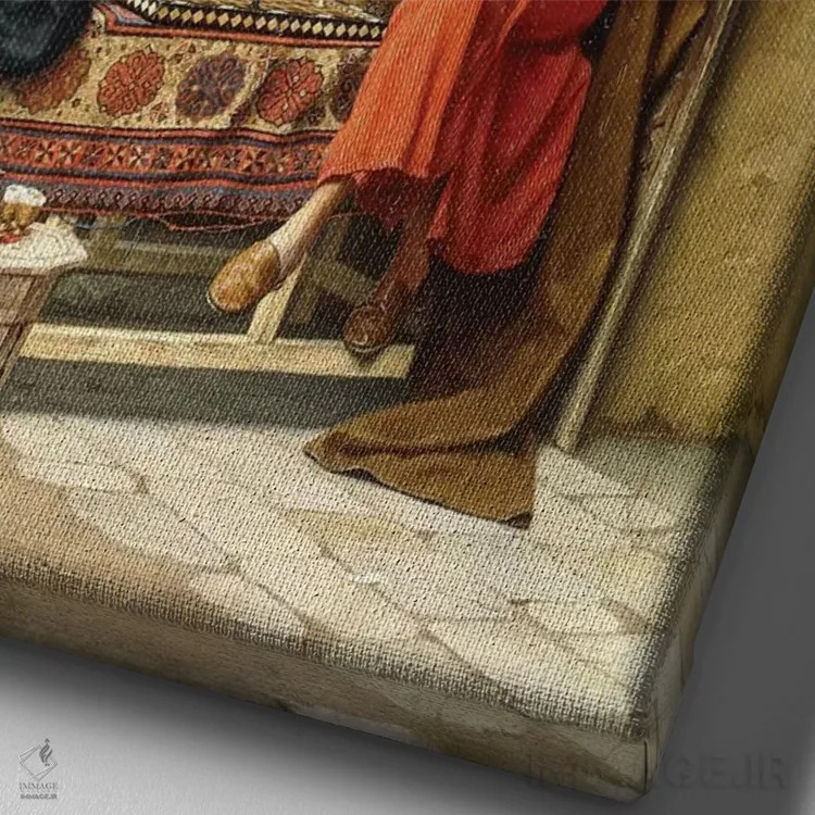 تابلو بازی شطرنج، ۱۸۹۶ اثر لودویگ دویچ - نمای نزدیک بافت بوم