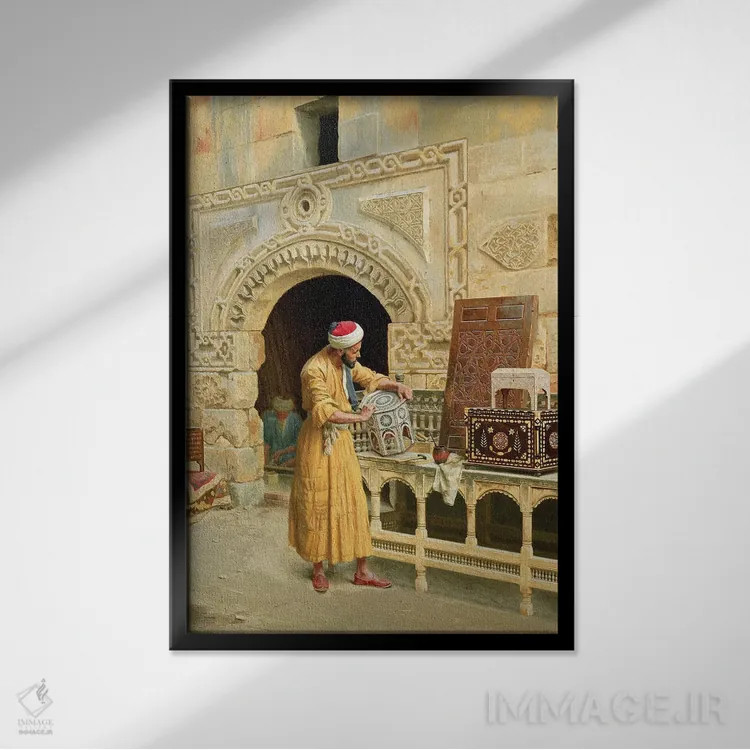 تابلو سازندهٔ مبلمان اثر لودویگ دویچ - نمای قابدار مشکی