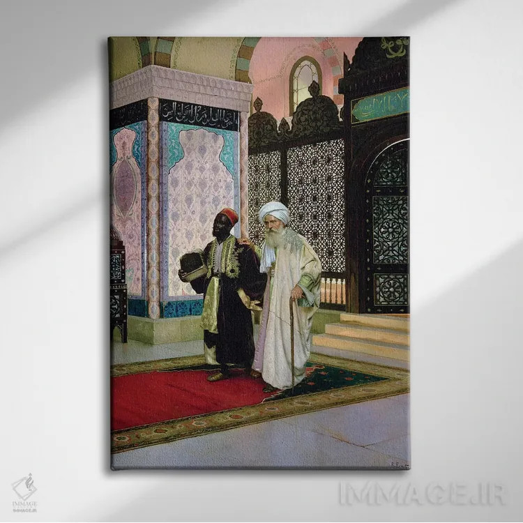 تابلو پس از نماز در مسجد اثر رودلف ارنست (نقاش اتریشی) - نمای روبهرو روی دیوار