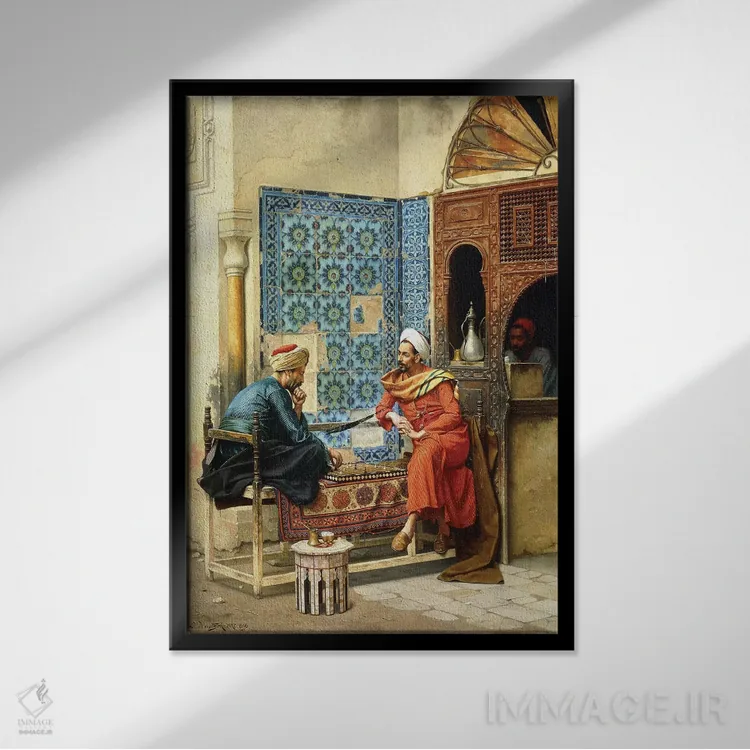 تابلو بازی شطرنج، ۱۸۹۶ اثر لودویگ دویچ - نمای قابدار مشکی
