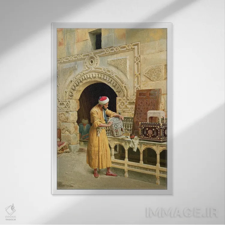 تابلو سازندهٔ مبلمان اثر لودویگ دویچ - نمای قابدار سفید