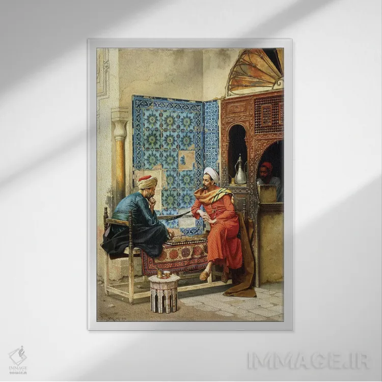 تابلو بازی شطرنج، ۱۸۹۶ اثر لودویگ دویچ - نمای قابدار سفید
