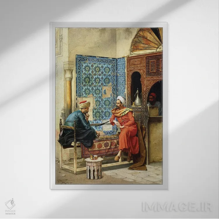 تابلو بازی شطرنج، ۱۸۹۶ اثر لودویگ دویچ - نمای قابدار سفید