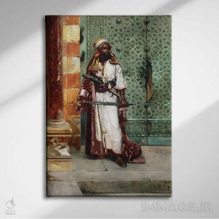 تابلو در حال نگهبانی ایستاده اثر رودلف ارنست (نقاش اتریشی) - نمای روبهرو روی دیوار