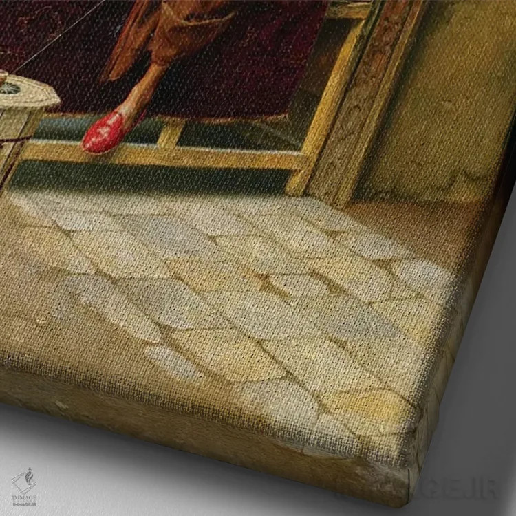 تابلو دخانیاتکش، ۱۹۰۳ اثر لودویگ دویچ - نمای نزدیک بافت بوم