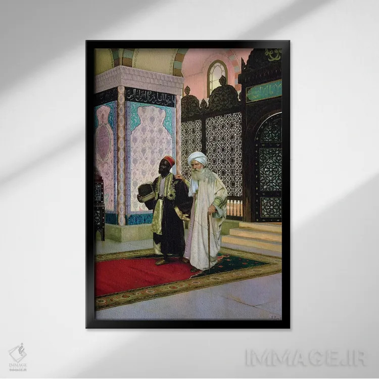 تابلو پس از نماز در مسجد اثر رودلف ارنست (نقاش اتریشی) - نمای قابدار مشکی