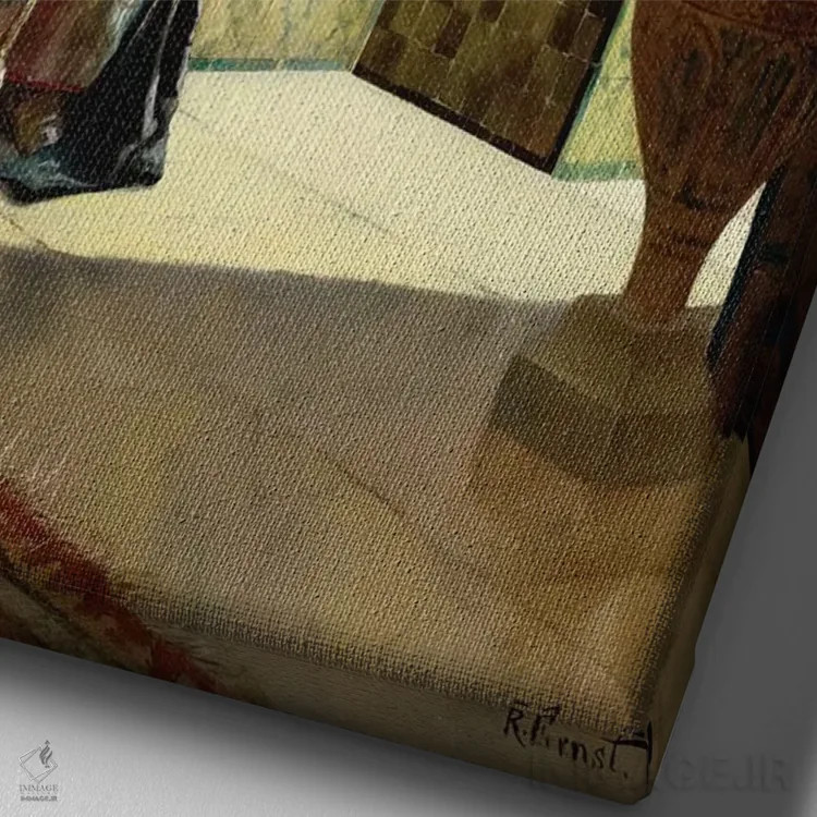 تابلو نگهبان مور در الحمرا (اسپانیا) اثر رودلف ارنست (نقاش اتریشی) - نمای نزدیک بافت بوم