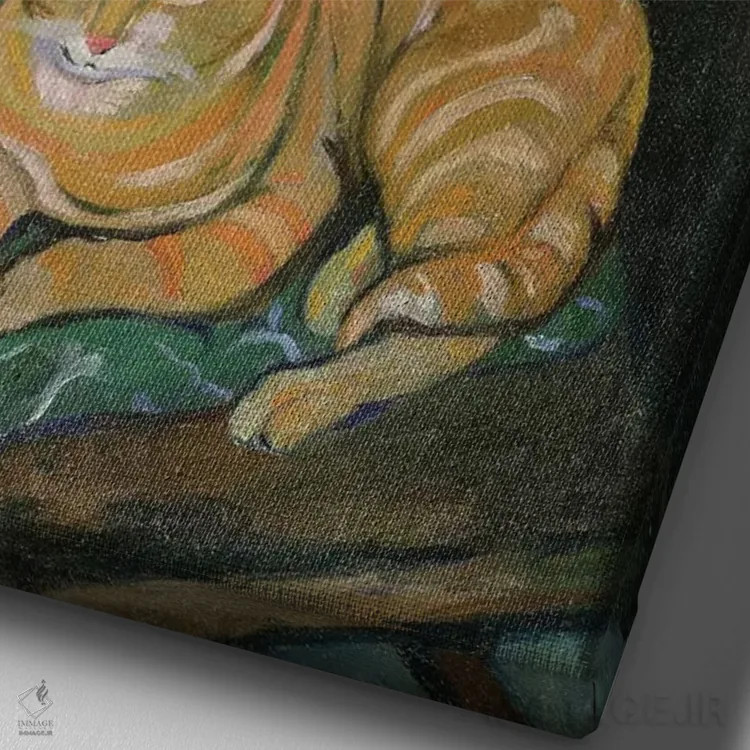 تابلو دستهگل و یک گربه، ۱۹۱۹ اثر ماری کلمنتین والادون - نمای نزدیک بافت بوم