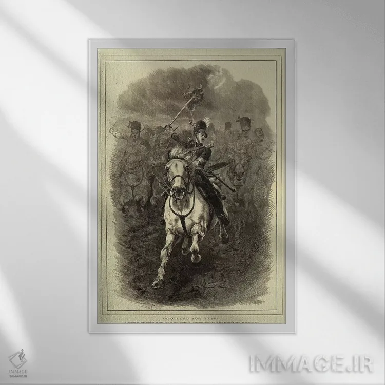 تابلو اسکاتلند تا ابد! اثر لیدی باتلر (نقاش بریتانیایی) - نمای قابدار سفید