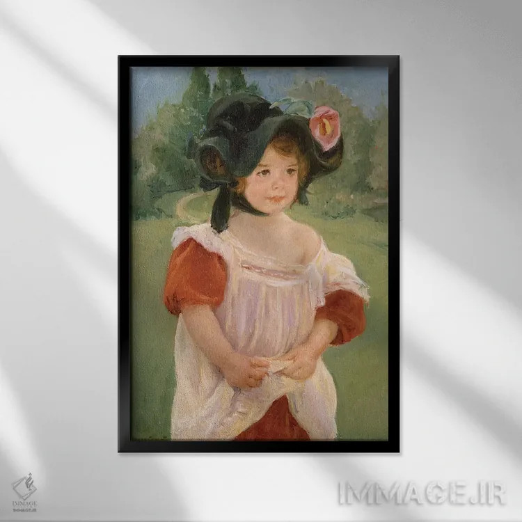 تابلو بهار: مارگو ایستاده در باغ، ۱۹۰۰ اثر مری استیونسون کاسات (نقاش آمریکایی) - نمای قابدار مشکی