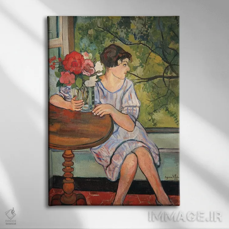 تابلو دختر جوان در برابر پنجره، ۱۹۳۰ اثر ماری کلمنتین والادون - نمای روبهرو روی دیوار