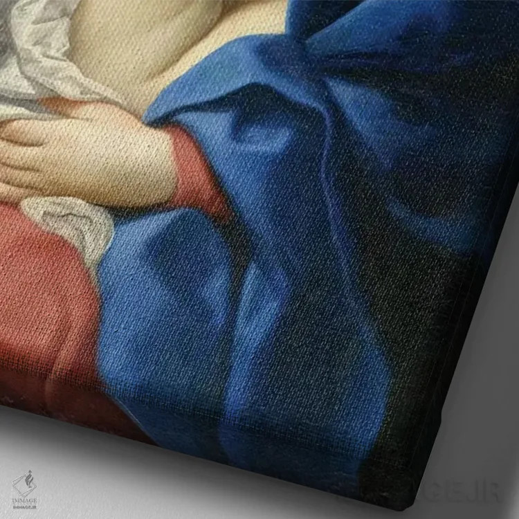 تابلو مدونا و کودک، حدود ۱۶۲۸–۱۶۳۰ (مریم و عیسی) اثر گویدو رنی - نمای نزدیک بافت بوم