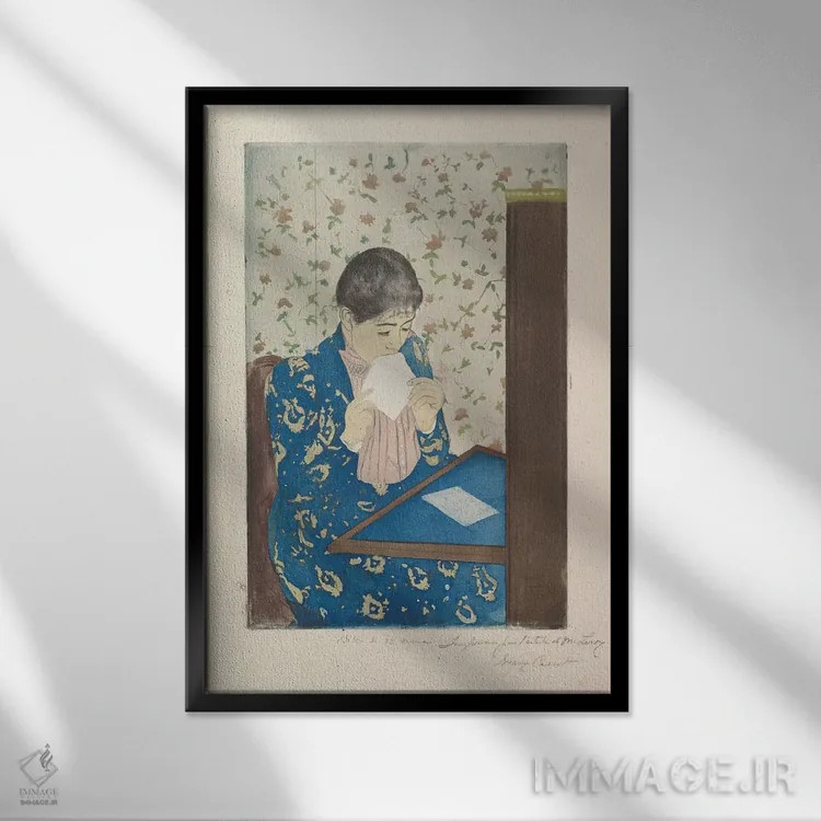 تابلو نامه، ۱۸۹۰؟۹۱ اثر مری استیونسون کاسات (نقاش آمریکایی) - نمای قابدار مشکی