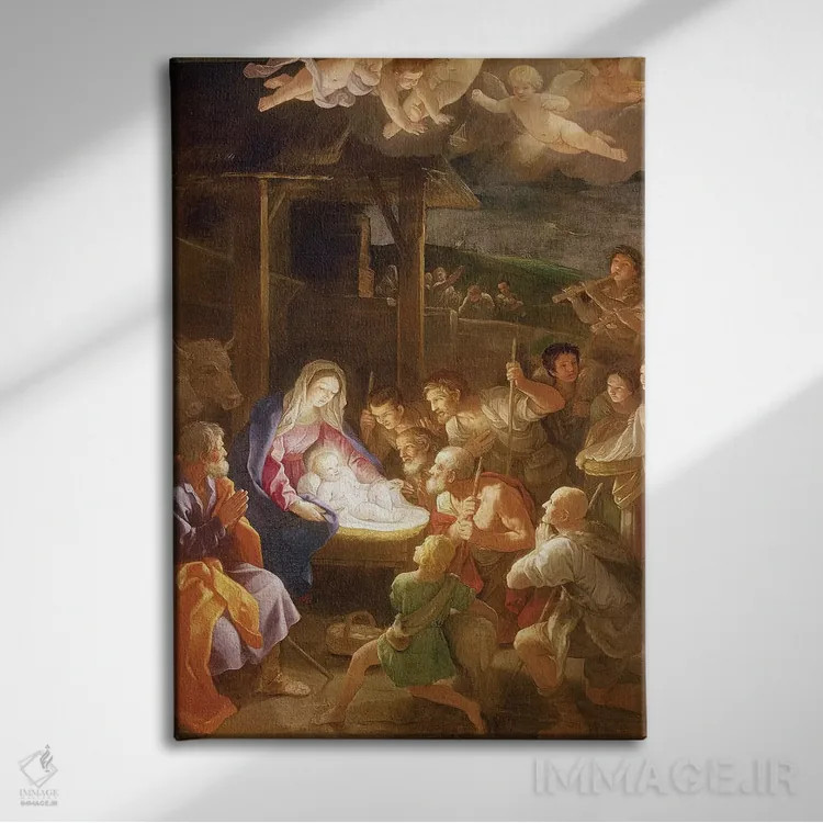 تابلو تولد مسیح در شب، ۱۶۴۰ اثر گویدو رنی - نمای روبهرو روی دیوار
