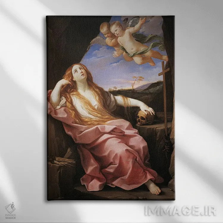 تابلو مجدلیه، حدود ۱۶۳۰ (اشاره: مریم مجدلیه) اثر گویدو رنی - نمای روبهرو روی دیوار