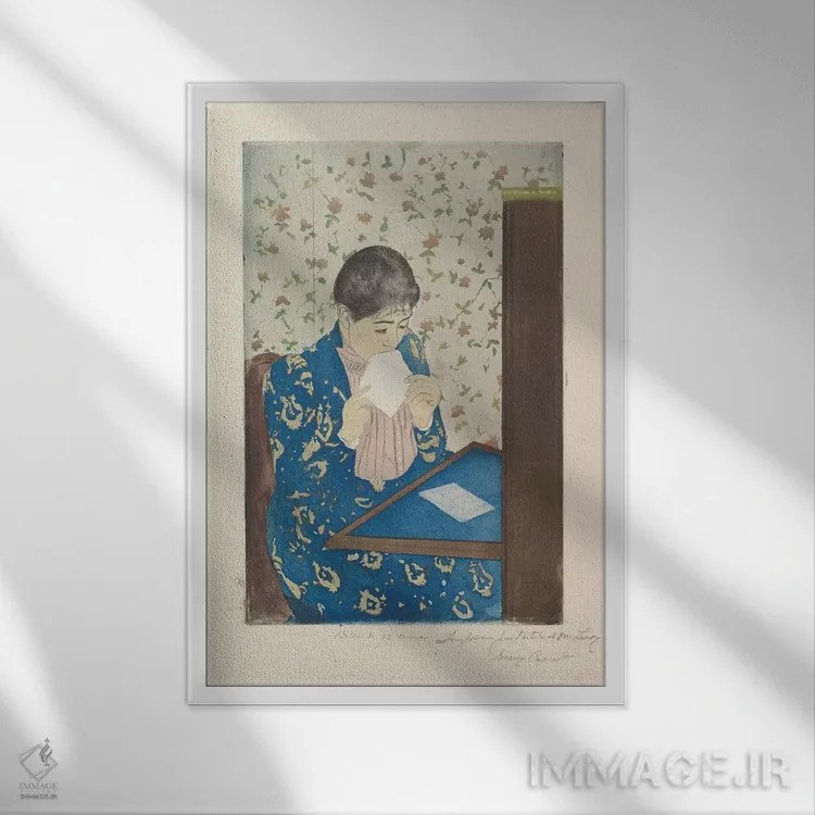 تابلو نامه، ۱۸۹۰؟۹۱ اثر مری استیونسون کاسات (نقاش آمریکایی) - نمای قابدار سفید