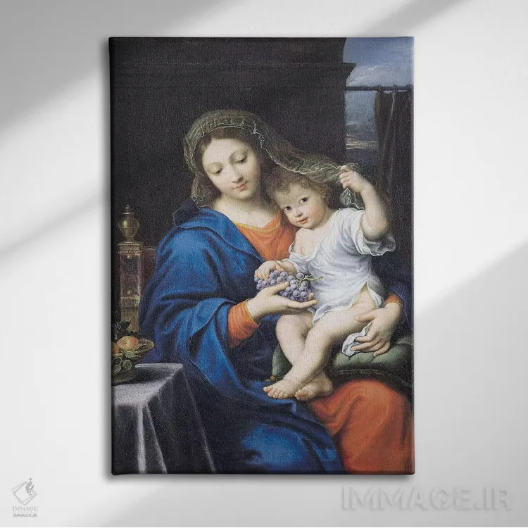 تابلو 1640-50,مریم مقدس با خوشه انگور، ۱۶۴۰-۵۰ اثر پیر میگنار - نمای روبهرو روی دیوار