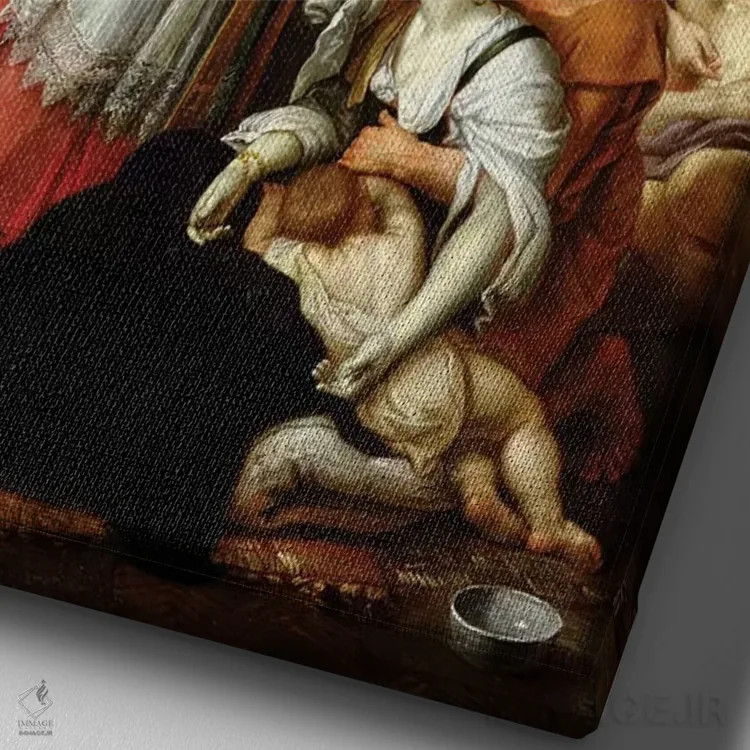 تابلو سن شارل بورومئو (۱۵۳۸-۸۴) در حال اعطای مقدسات به قربانیان طاعون در میلان در سال ۱۵۷۶ اثر پیر میگنار - نمای نزدیک بافت بوم