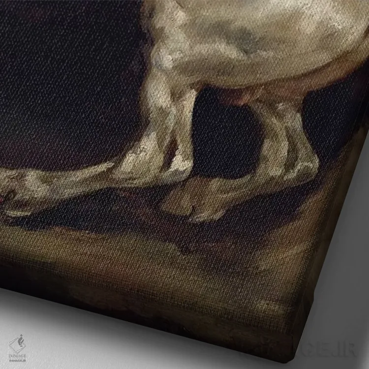 تابلو Tamerlan,اسب ناپلئون، تامرلَن اثر تئودور ژریکو (نقاش فرانسوی رومانتیک) - نمای نزدیک بافت بوم