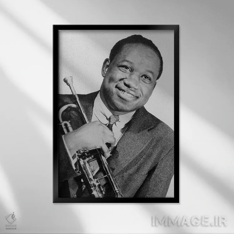 تابلو کلیفورد براون، نوازنده ترومپت جَز، ۱۹۵۳ اثر رو دز آرشیو (آرشیو خیابان) - نمای قابدار مشکی