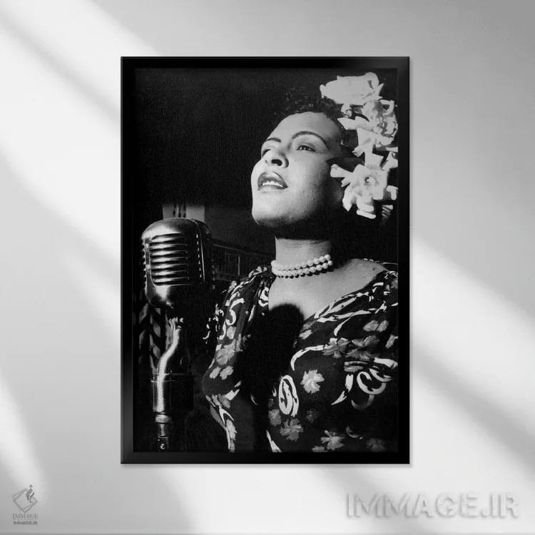 تابلو بیلی هالیدی خواننده جَز و بلوز در دهه ۱۹۴۰ اثر رو دز آرشیو (آرشیو خیابان) - نمای قابدار مشکی