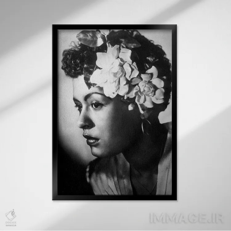 تابلو بیلی هالیدی خواننده جاز و بلوز، حدود ۱۹۴۵ اثر رو دز آرشیو (آرشیو خیابان) - نمای قابدار مشکی