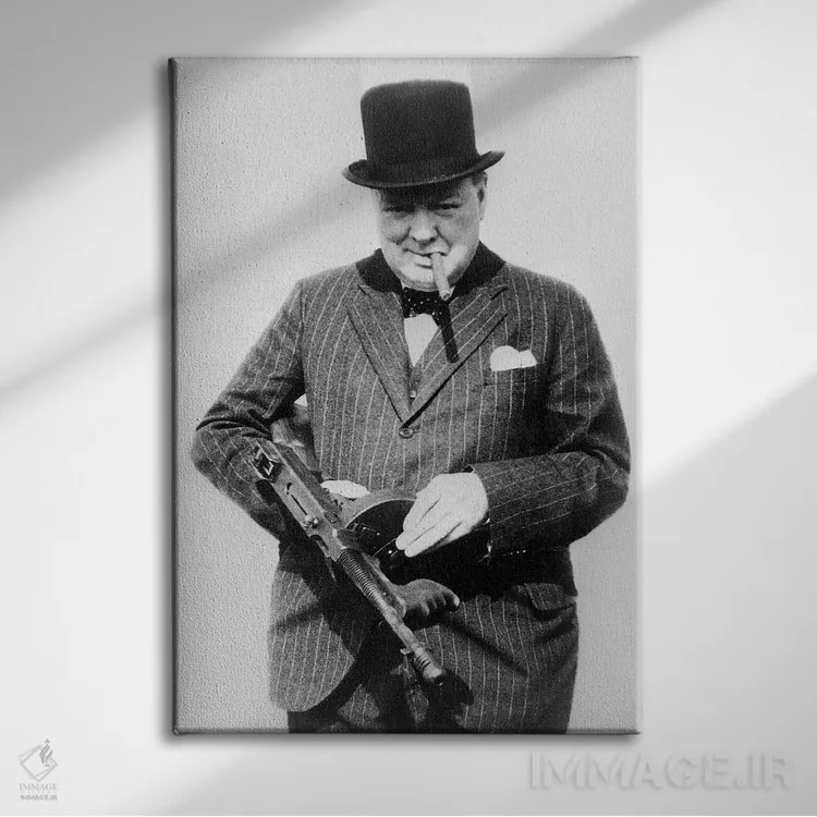 تابلو وینستون چرچیل در حال بازدید از نیروهایی که انگلستان را از حمله ساحلی آلمان محافظت میکنند اثر رو دز آرشیو (آرشیو خیابان) - نمای روبهرو روی دیوار