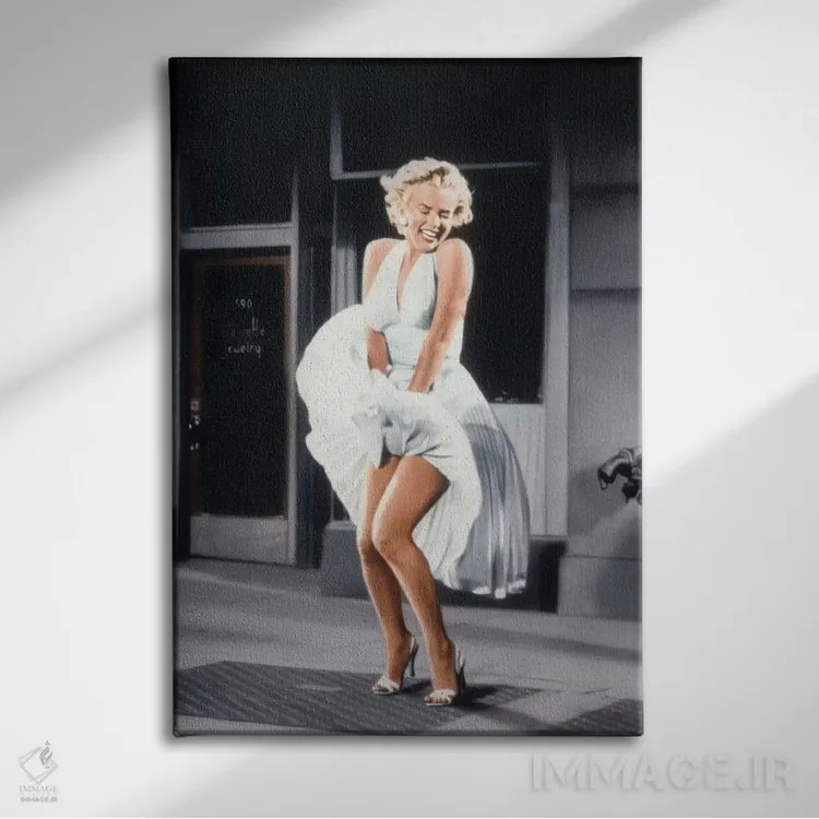 تابلو 1955,مرلین مونرو در فیلم "خارش هفت ساله" از بیلی وایلدر، ۱۹۵۵ اثر رو دز آرشیو (آرشیو خیابان) - نمای روبهرو روی دیوار