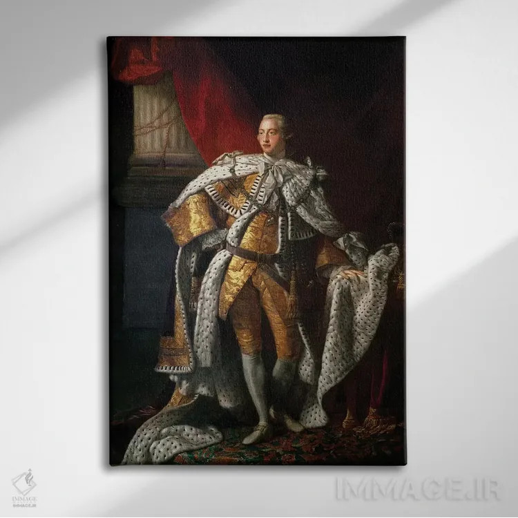 تابلو c.1762-64,شاه جورج سوم، حدود ۱۷۶۲-۶۴ اثر آلن رمزی (نقاش پرتره اسکاتلندی) - نمای روبهرو روی دیوار