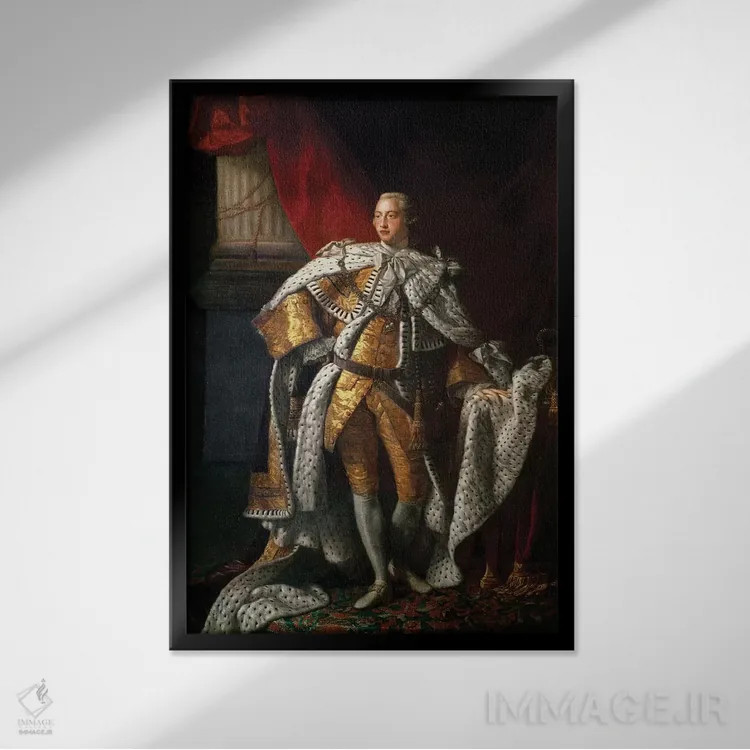 تابلو c.1762-64,شاه جورج سوم، حدود ۱۷۶۲-۶۴ اثر آلن رمزی (نقاش پرتره اسکاتلندی) - نمای قابدار مشکی
