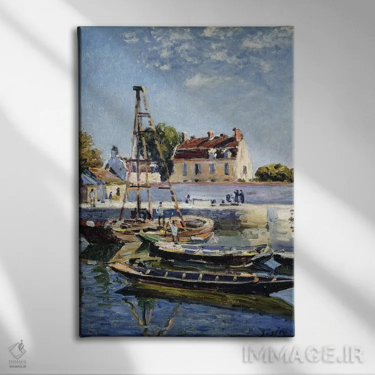 تابلو 1885,بارجها، ۱۸۸۵ اثر آلفرد سیسلی (نقاش امپرسیونیست انگلیسی-فرانسوی) - نمای روبهرو روی دیوار