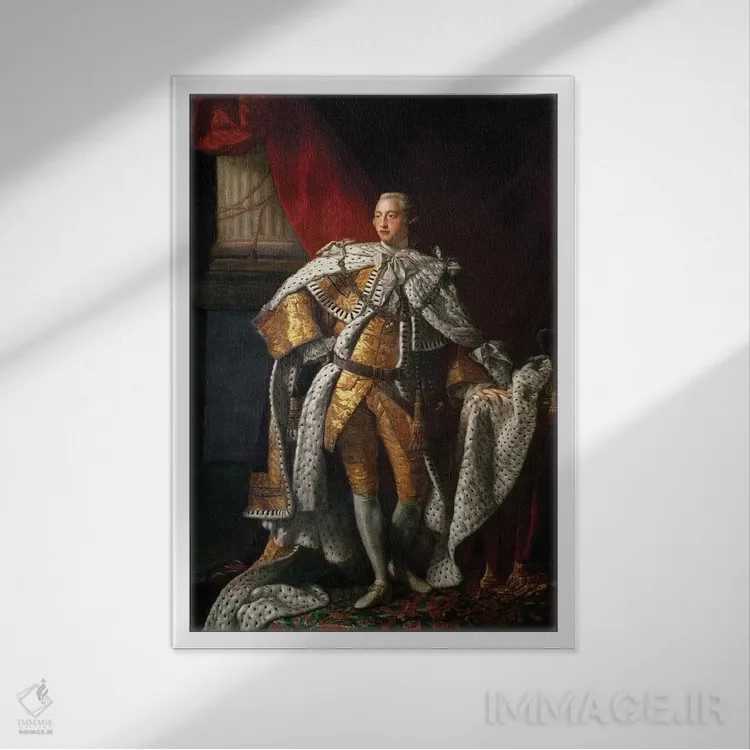 تابلو c.1762-64,شاه جورج سوم، حدود ۱۷۶۲-۶۴ اثر آلن رمزی (نقاش پرتره اسکاتلندی) - نمای قابدار سفید