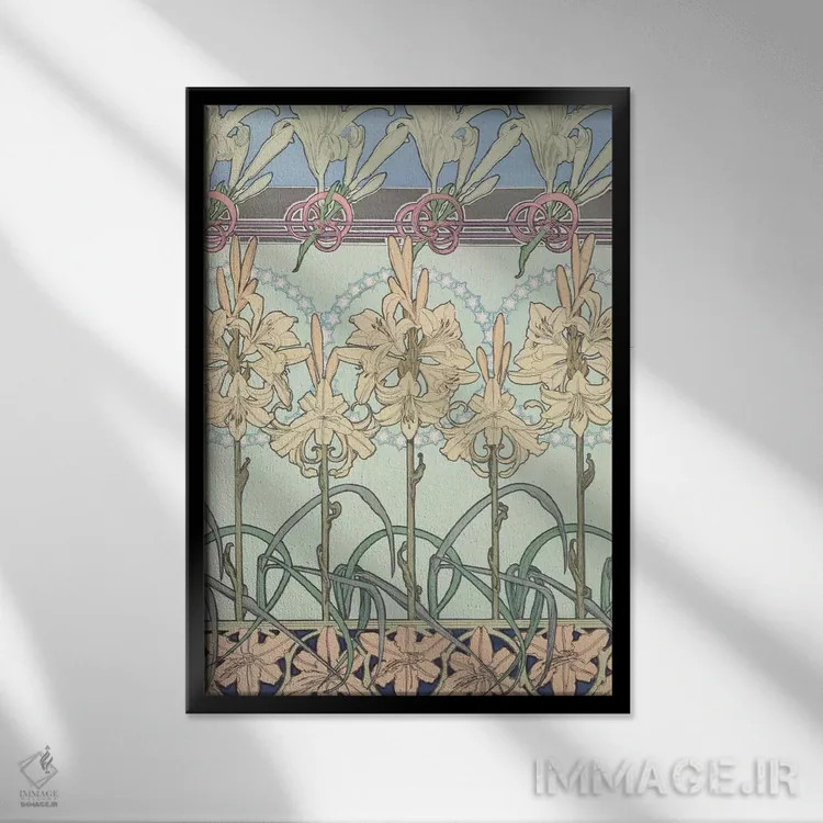 تابلو 1902,صفحه ۳۳ از "اسناد تزئینی"، ۱۹۰۲ اثر آلفونس موخا (هنرمند آرت نووی چک) - نمای قابدار مشکی